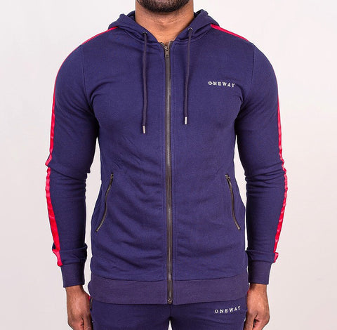 Navy/Red Hoody with contrast panel