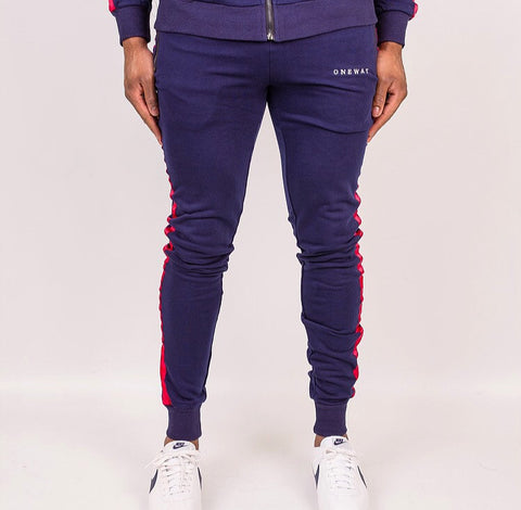 Navy/Red Joggers with contrast panel